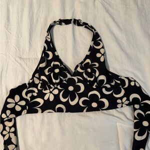 Black and White Floral Halter Top
